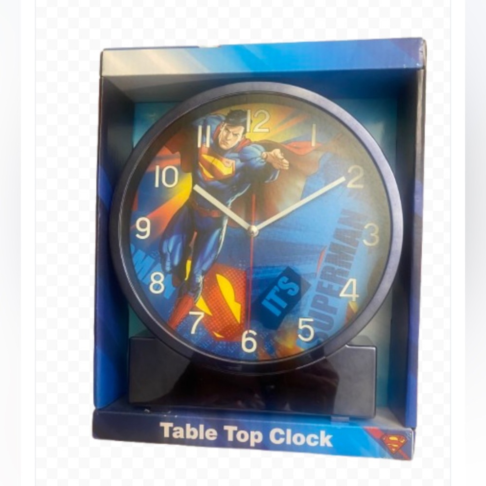 Superman Blue Table Top Quartz Clock Super Powers